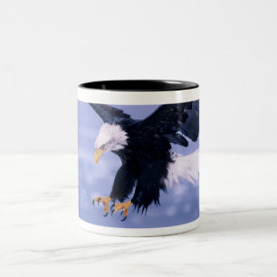 Bald Eagle Landing Wings Spread in a Storm, Two-Tone Coffee Mug