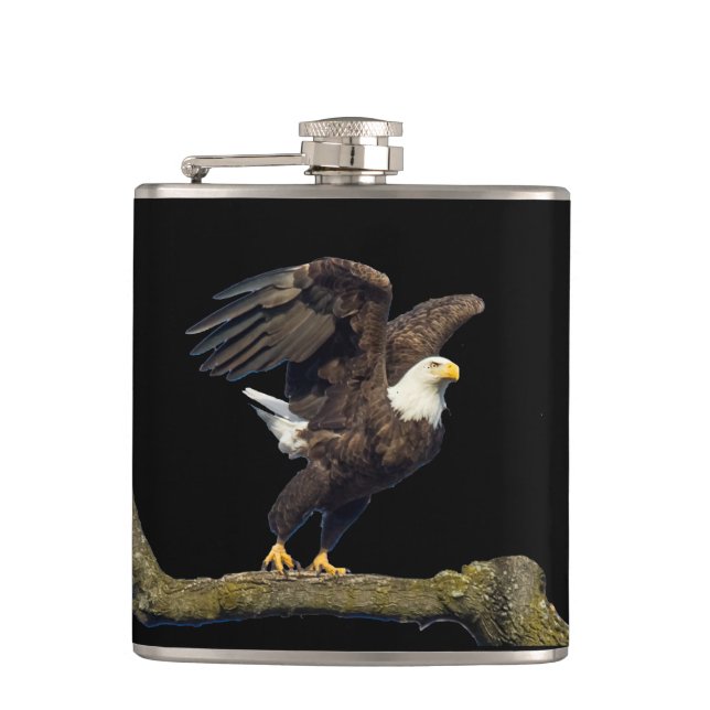Bald Eagle Leap Hip Flask (Front)