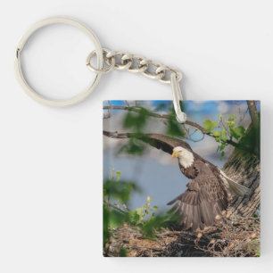 Bald Eagle leaving the nest Key Ring