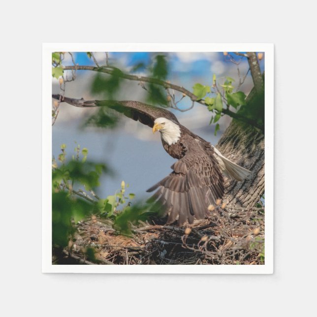 Bald Eagle leaving the nest Napkin (Front)