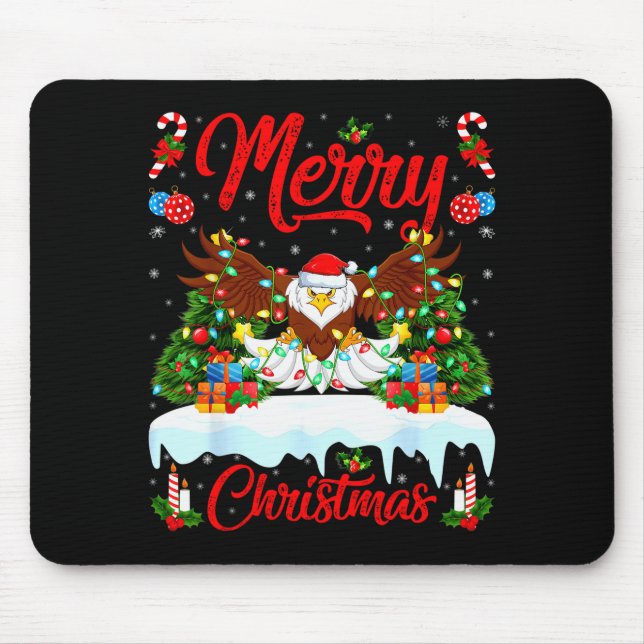 Bald Eagle Lover Xmas Lighting Santa Bald Eagle Ch Mouse Mat (Front)