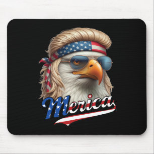 Bald Eagle Merica 4th July Eagle Blonde Mullet Fun Mouse Mat