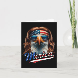 Bald Eagle Merica 4th July Eagle Mullet Funny Man Card