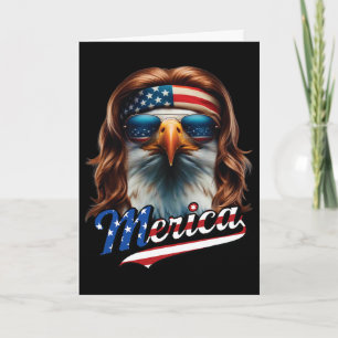Bald Eagle Merica 4th July Eagle Mullet Funny Man Card