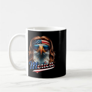 Bald Eagle Merica 4th July Eagle Mullet Funny Man Coffee Mug