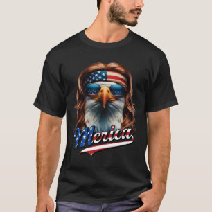 Bald Eagle Merica 4th July Eagle Mullet Funny Man  T-Shirt