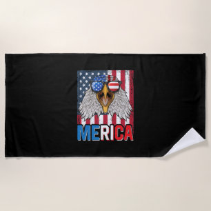 Bald Eagle Merica 4th of July Beach Towel