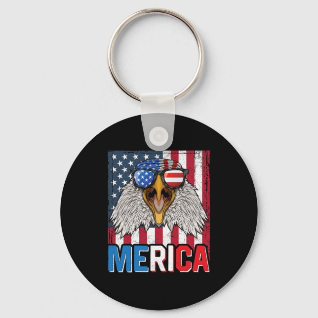 Bald Eagle Merica 4th of July Key Ring (Front)