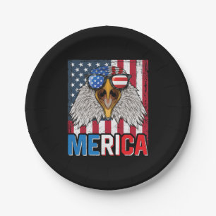 Bald Eagle Merica 4th of July Paper Plate