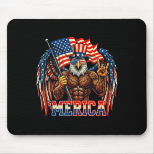 Bald eagle merica rock american flag patriotic 4th mouse mat