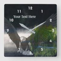 Bald Eagle Misty Pond Fantasy Animal Art