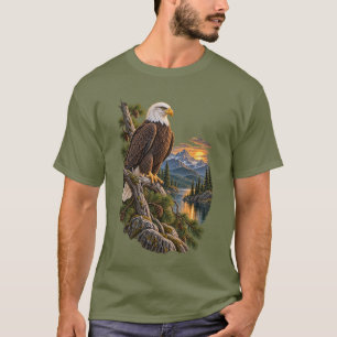 Bald Eagle Mountain Lake Sunset Vintage Wilderness T-Shirt