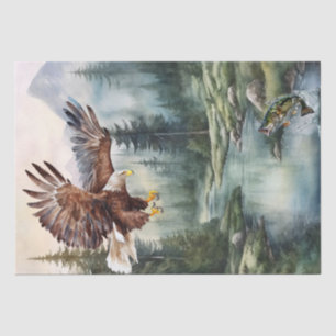 Bald Eagle Mountain River Bass Watercolor Tissue Paper