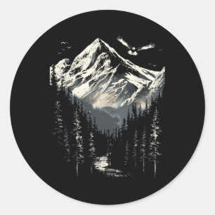 Bald Eagle Mountains Pine Trees Mountain Nature Classic Round Sticker