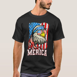 Bald Eagle Mullet Merica American Flag 4th Of Jul T-Shirt