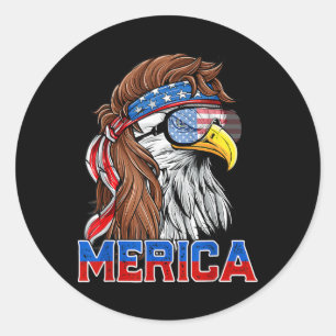 Bald Eagle Mullet Merica American Flag Patriotic 4 Classic Round Sticker