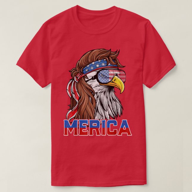 Bald Eagle Mullet Merica American Flag Patriotic 4 T-Shirt (Design Front)