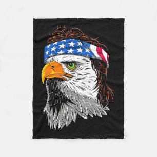 Bald Eagle Mullet USA Fleece Blanket