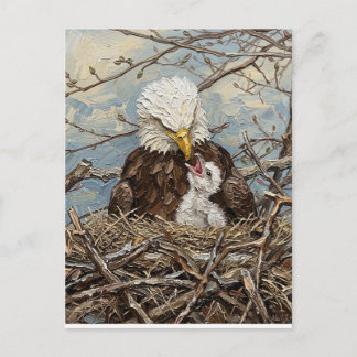 Bald Eagle Nest Watercolor Custom Message Postcard