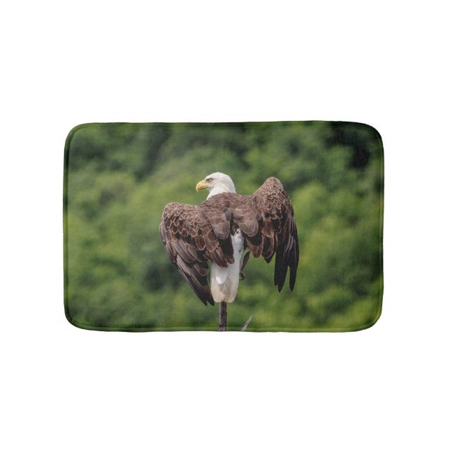 Bald Eagle on a branch Bath Mat (Front)