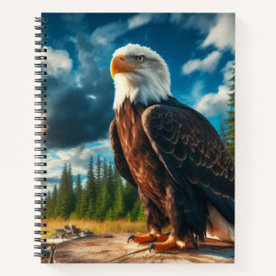 Bald Eagle On A Stump Notebook