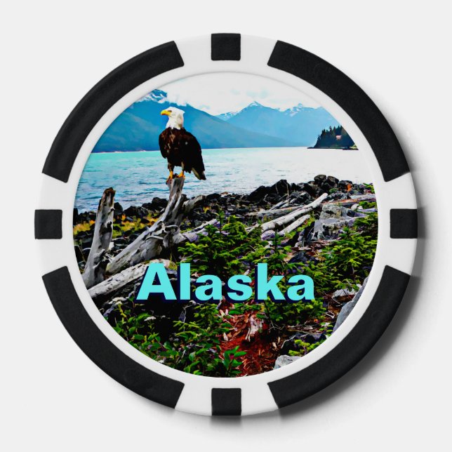 Bald Eagle On Alaska Coast Poker Chips (Front)