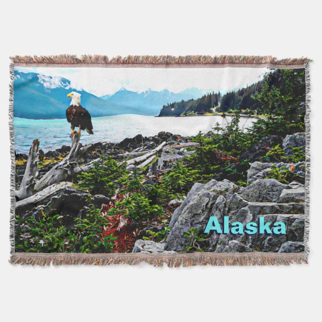 Bald Eagle On Alaska Coast Throw Blanket (Front)