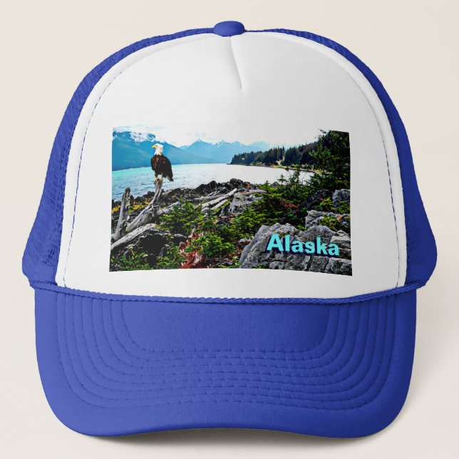 Bald Eagle On Alaska Coast Trucker Hat (Front)