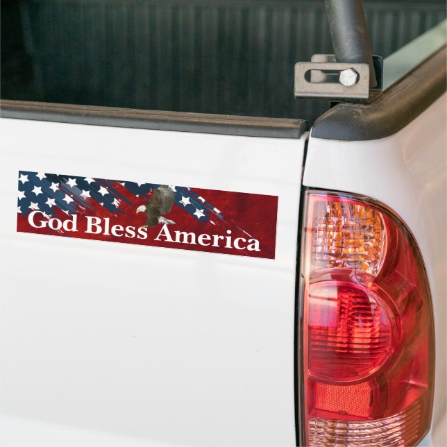 Bald Eagle on American Flag Abstract Bumper Sticker (On Truck)
