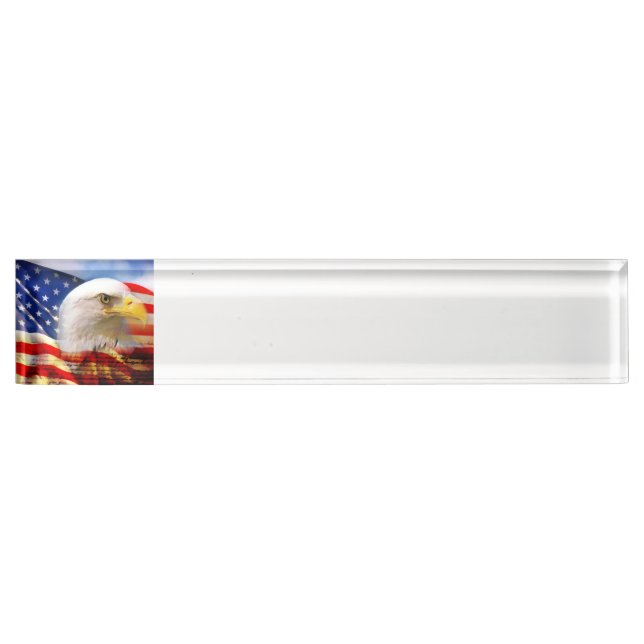 Bald Eagle on American Flag red white blue Nameplate (Front)