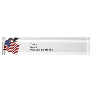Bald Eagle on American Flag red white blue Nameplate