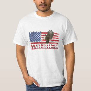Bald Eagle on American Flag T-Shirt