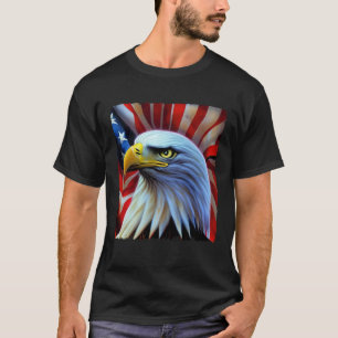Bald Eagle On American Flag USA 4th of July Party  T-Shirt