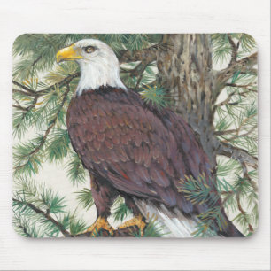 Bald Eagle on Branch Mouse Mat