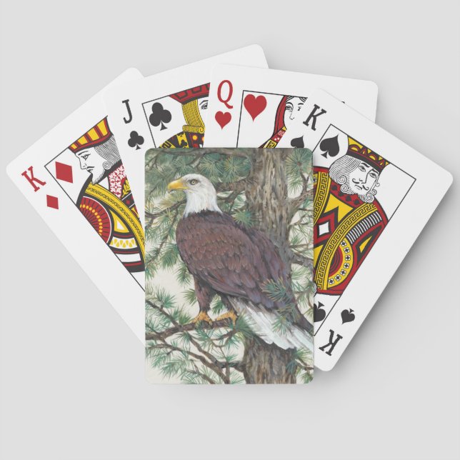 Bald Eagle on Branch Playing Cards (Back)