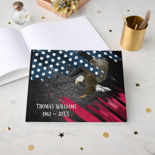 Bald Eagle on Flag for Military Funeral Guest Book