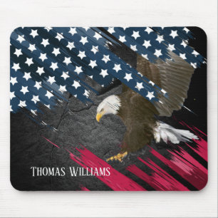 Bald Eagle on Flag Mouse Mat