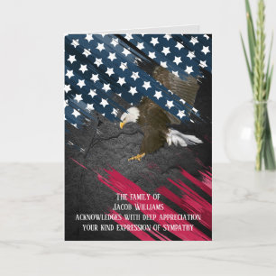 Bald Eagle On Flag Sympathy thank you Card
