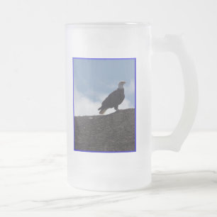 Bald Eagle On High Ground #2 Frosted Glass Beer Mug