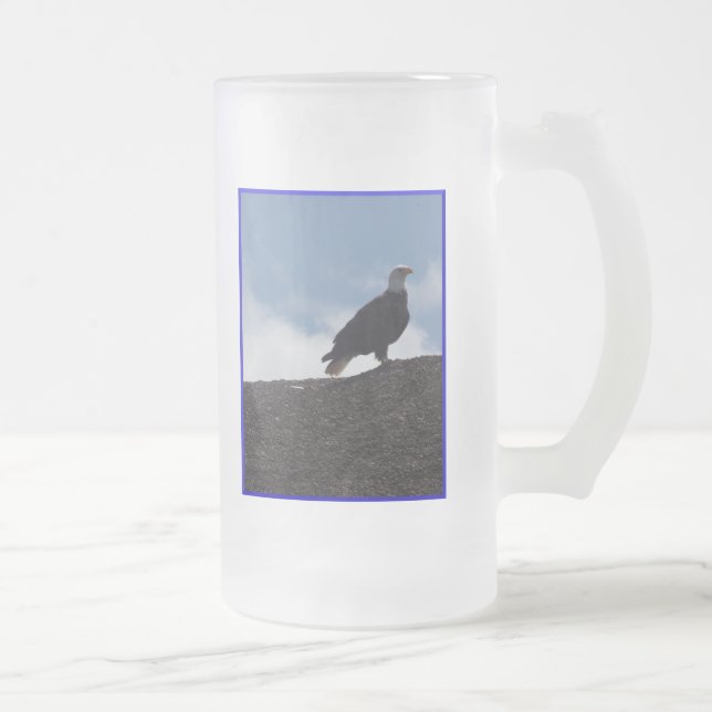 Bald Eagle On High Ground #2 Frosted Glass Beer Mug (Right)