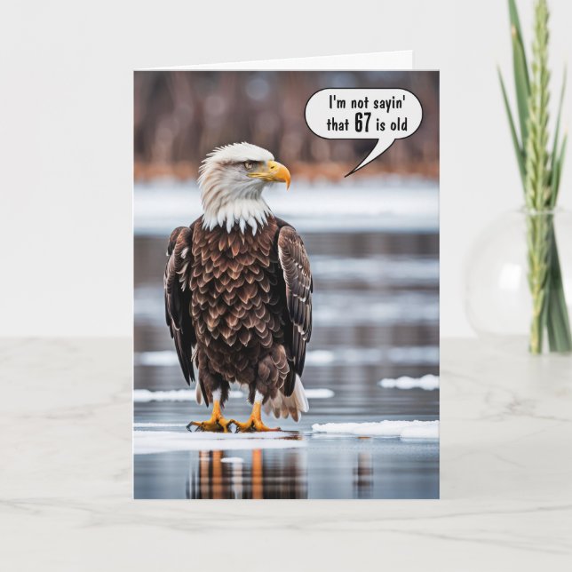 Bald Eagle On Ice For 67th Birthday Card (Front)