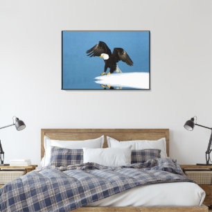 Bald Eagle on ice Wrapped Canvas Print