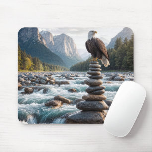 Bald Eagle On Stone Cairn Mouse Mat