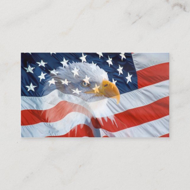 Bald Eagle On The American Flag Business Card (Front)