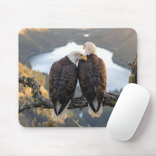 Bald Eagle Overlooking a Mountain Lake Mouse Mat (With Mouse)