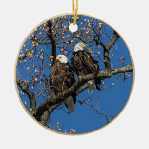 Bald Eagle Pair Ceramic Tree Decoration