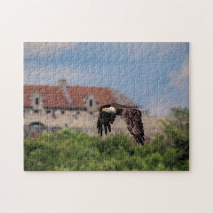 Bald Eagle passing Fort Ticonderoga Jigsaw Puzzle