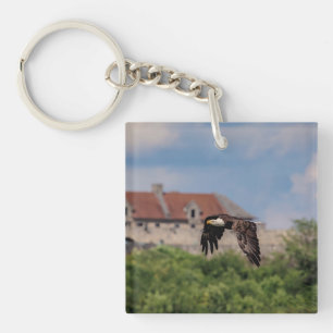 Bald Eagle passing Fort Ticonderoga Key Ring