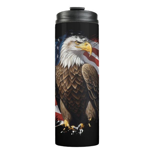 *~* Bald EAGLE Patriotic We The People Flag AP16 Thermal Tumbler (Front)