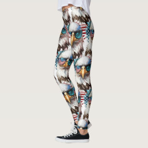 Bald Eagle pattern modern & unique USA  symbol  Leggings
